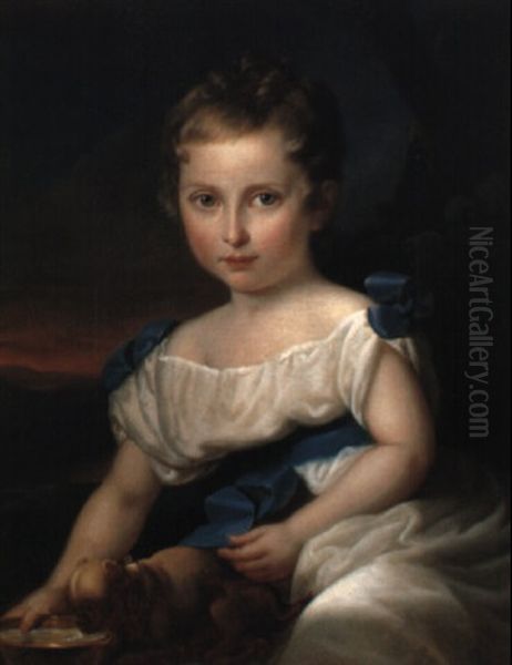 Portrait Eines Kindes In Weisem Kleid Oil Painting by Karl Gottlieb Schweikart