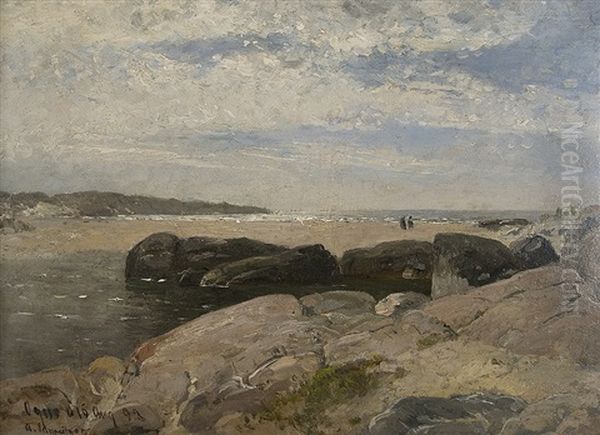 Felsen Am Strand Oil Painting by Adolf Gustav Schweitzer