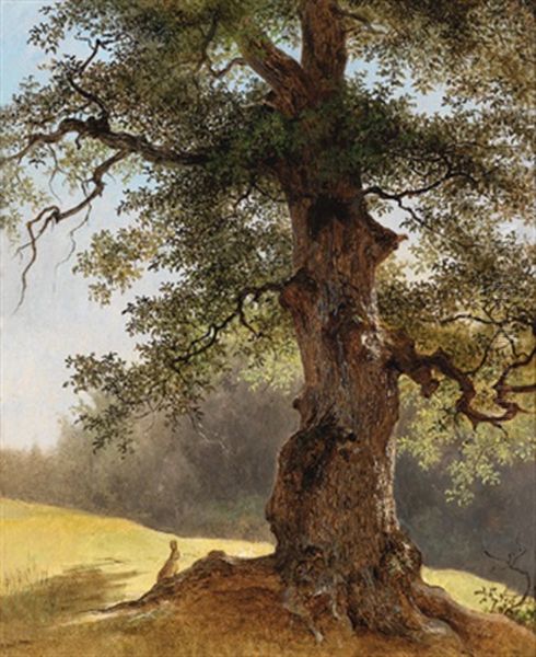 Eine Alte Eiche Oil Painting by Josef Schwemminger