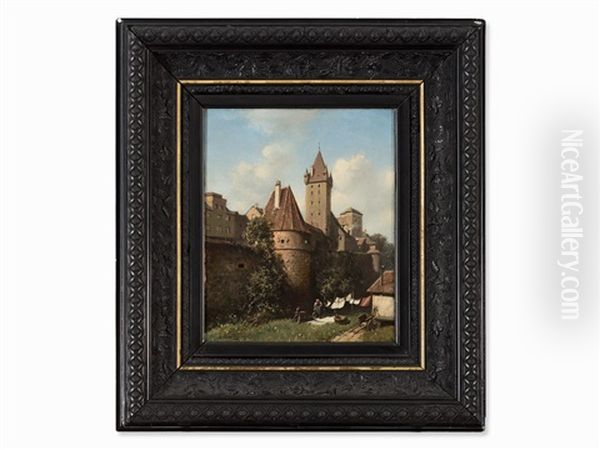 Nuremberg Town Wall Oil Painting by Albert Schwendy