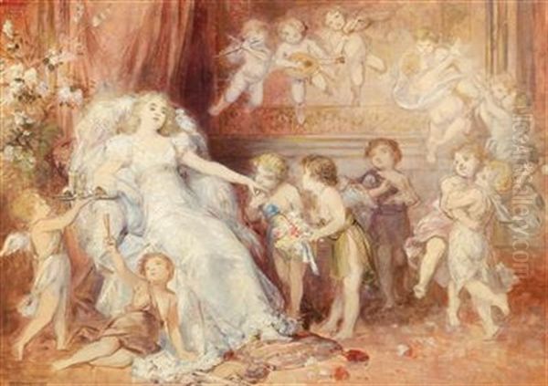 Surrounded By Angels Oil Painting by Karl Schweninger the Younger