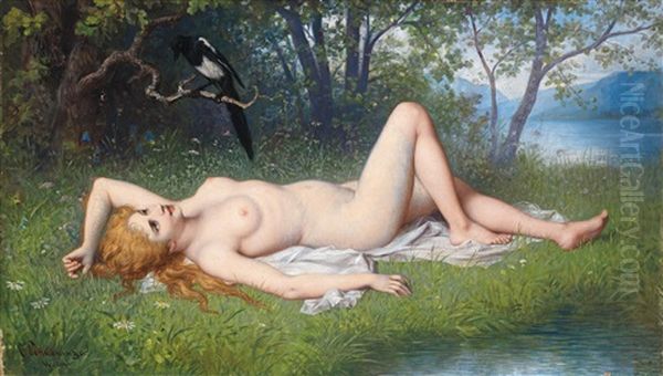 The Magpie Oil Painting by Karl Schweninger the Younger