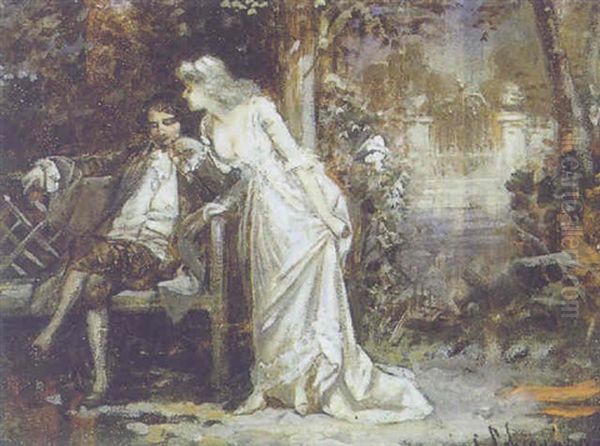 Galante Szene Im Park Oil Painting by Karl Schweninger the Younger