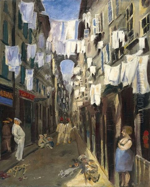 Gasse In Marseille Oil Painting by Karl Schwesig