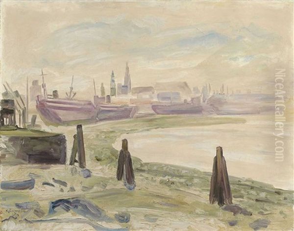 Hafen Von Antwerpen Oil Painting by Karl Schwesig