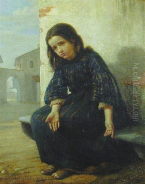Jeune Mendiante Oil Painting by Antolio Scifoni