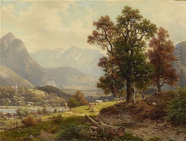 Landschaft Im Inntal Oil Painting by Ludwig Sckell