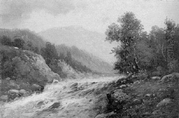 Gebirgsbach Oil Painting by Ludwig Sckell