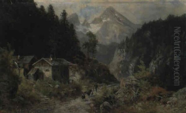 Partie Bei Berchtesgaden Oil Painting by Ludwig Sckell