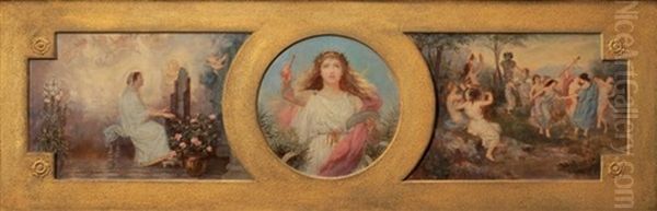 Musique Sacree (3 Works In 1 Frame) Oil Painting by Jean Scohy