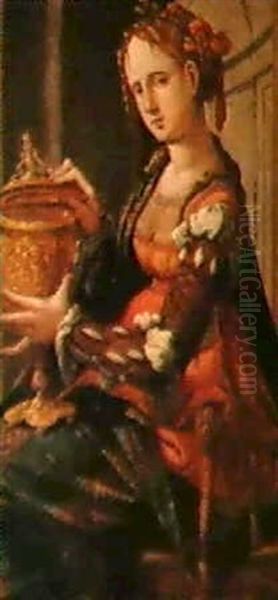 Dame Mit Einem Vergoldeten Pokal (pandore) Oil Painting by Jan Van Scorel