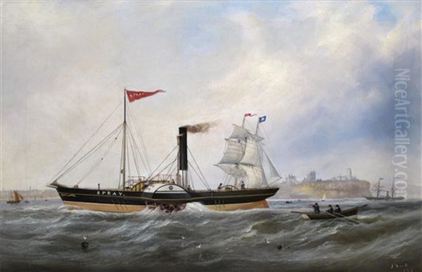 The Wooden Hulled Tug Spray Off Tynemouth, North Shields Oil Painting by John Scott