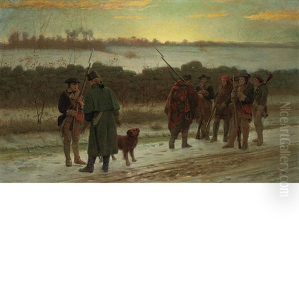 First Instruction In Guard Duty-a Scene From The Revolution-9 Oil Painting by Julian Scott