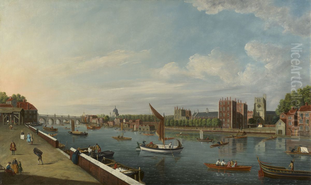 The Thames At Lambeth Oil Painting by Samuel Scott