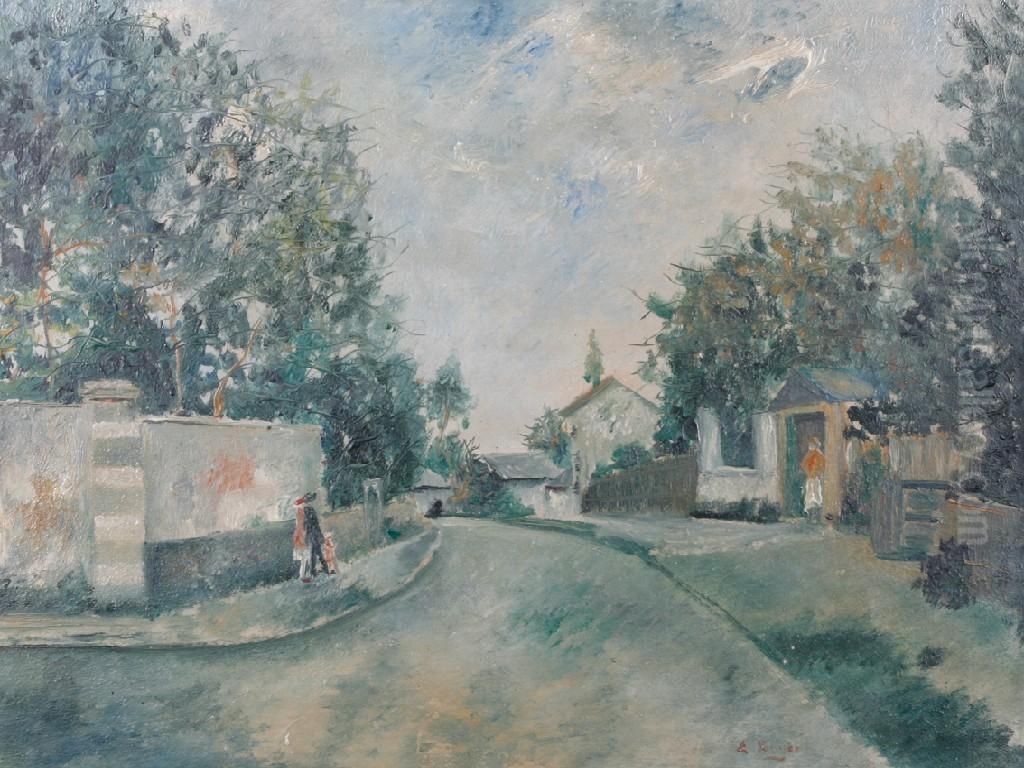 French Street Scene Oil Painting by Emile Boyer