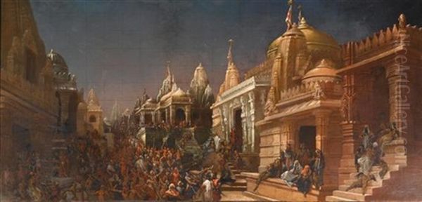 Orientalische Tempelszene Oil Painting by Anton Seder