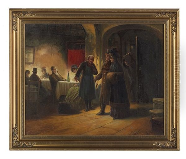 The Arrival At The Inn Oil Painting by Stephan Sedlacek