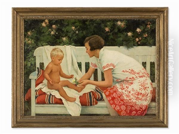 Mother And Child Oil Painting by Hermann Seeger