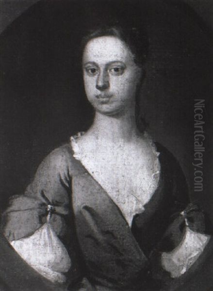 Portrait Of A Gentleman In Brown Coat And White Shirt Oil Painting by Enoch Seeman