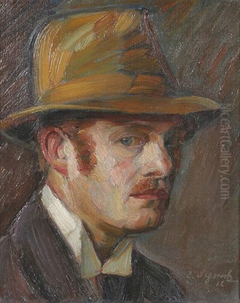 Selbstbildnis Mit Hut Oil Painting by Karl Eugen Segewitz