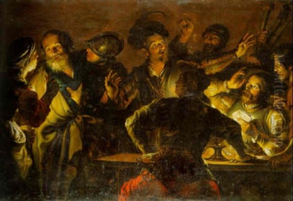 Saint Peter's Denial Of Christ Oil Painting by Gerard Seghers