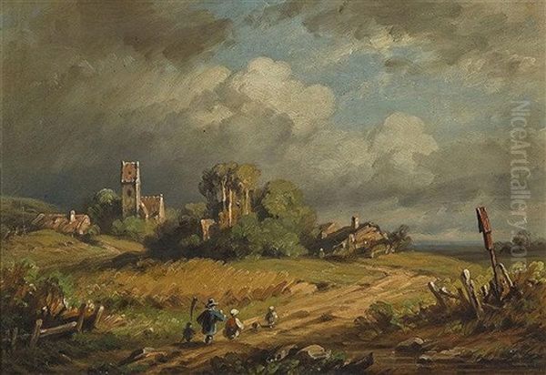 Ruckkehr Vom Feld Bei Aufziehendem Wetter Oil Painting by August Seidel