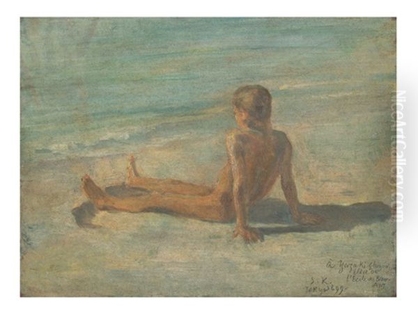 A Boy On The Shore Oil Painting by Kuroda Seiki