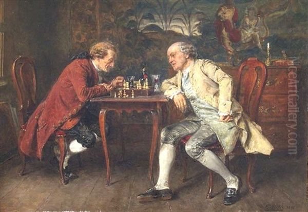 Verschneiter Bambus Und Felsen Oil Painting by Carl Seiler