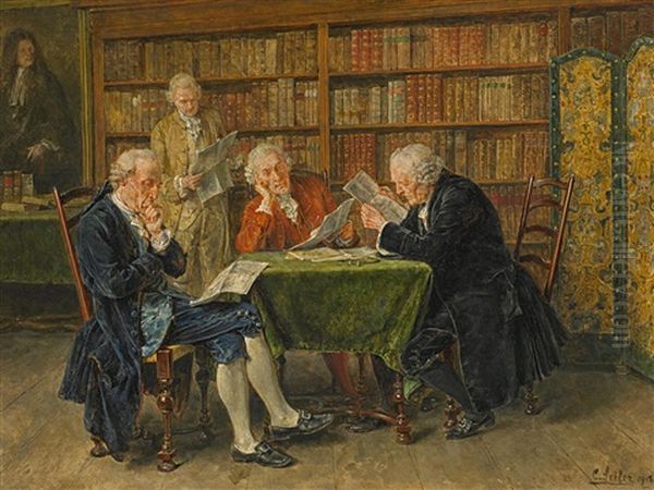 In Der Bibliothek Oil Painting by Carl Seiler