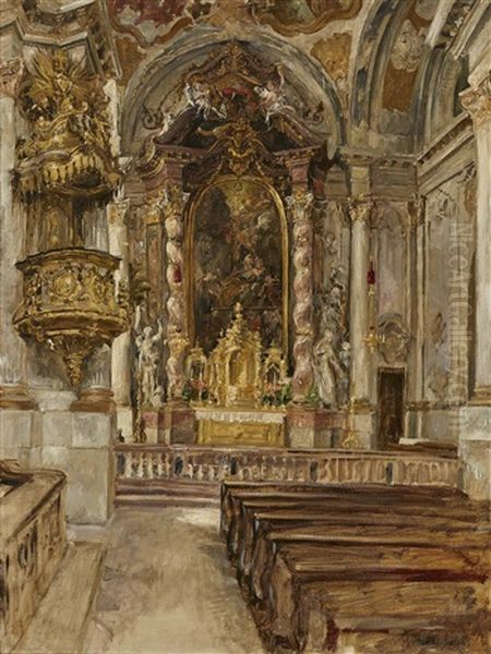 A Sandpit On The Herreninsel (chiemsee) Oil Painting by Carl Seiler