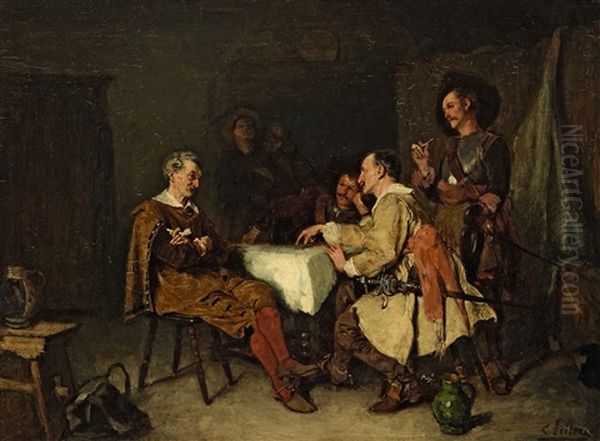 Landsknechte In Der Stube Oil Painting by Carl Seiler