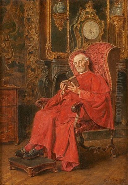 Prelat A La Lecture Oil Painting by Carl Seiler