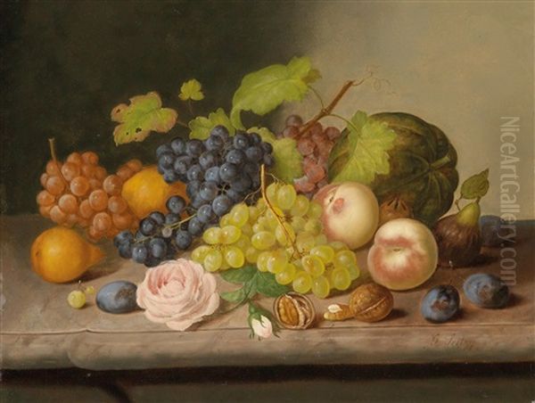 Stillleben Mit Nussen Oil Painting by Georg (Johann G.) Seitz