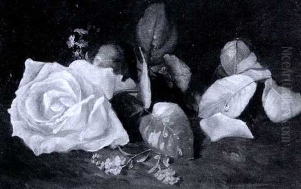 Still Life With A Pink Rose Oil Painting by Emily Selinger