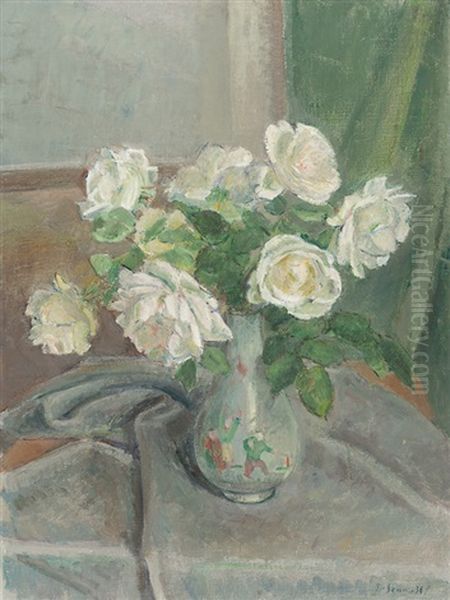 Stillleben Mit Rosen Oil Painting by Traugott Senn
