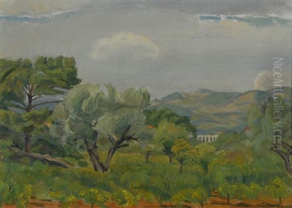 Landschaft In Der Provence Oil Painting by Traugott Senn