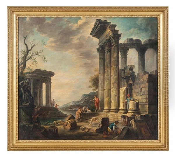 Capriccio Architettonico Con Figure Oil Painting by Giovanni Niccolo Servandoni