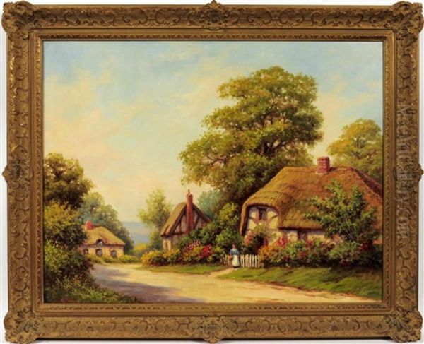 Cotswold Cottages Oil Painting by John A. Servas
