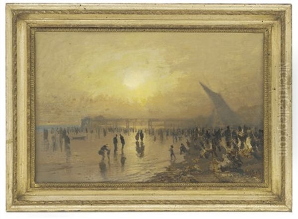 Figures On The Shore, Evening Oil Painting by Joseph Arthur Palliser Severn
