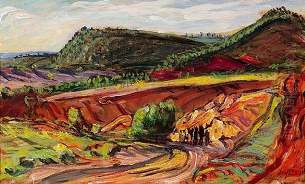 Winterliche Niederrheinlandschaft Oil Painting by Rene Seyssaud