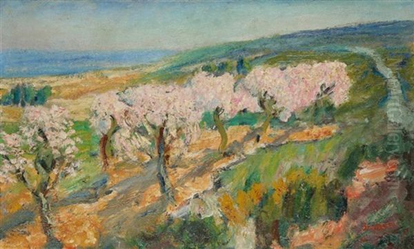 Amandiers Fleuris En Provence Oil Painting by Rene Seyssaud