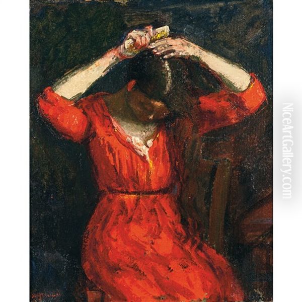 La Robe Rouge Oil Painting by Rene Seyssaud