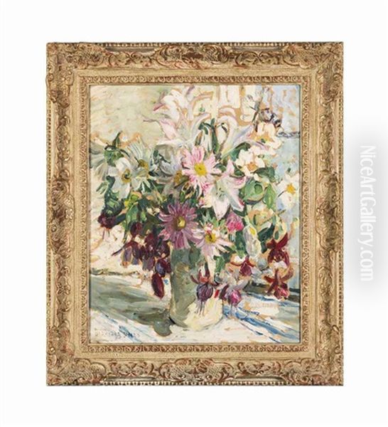 Fuchsias, Lilies And Asters Oil Painting by Dorothea Sharp