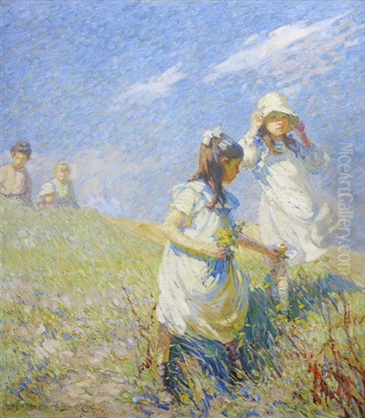 The Wind On The Hill Oil Painting by Dorothea Sharp