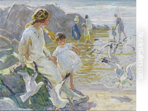 Seagulls Oil Painting by Dorothea Sharp