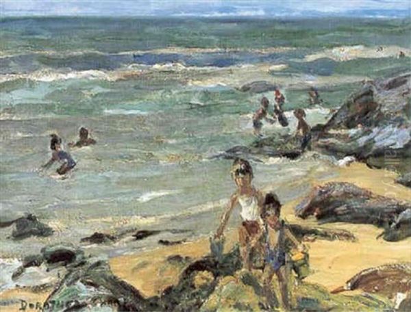 Children Playing By The Sea Oil Painting by Dorothea Sharp