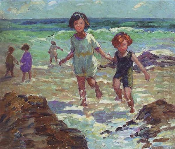 Children Padding Oil Painting by Dorothea Sharp
