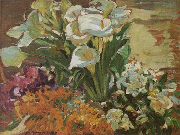 Arum Lilies Oil Painting by Dorothea Sharp
