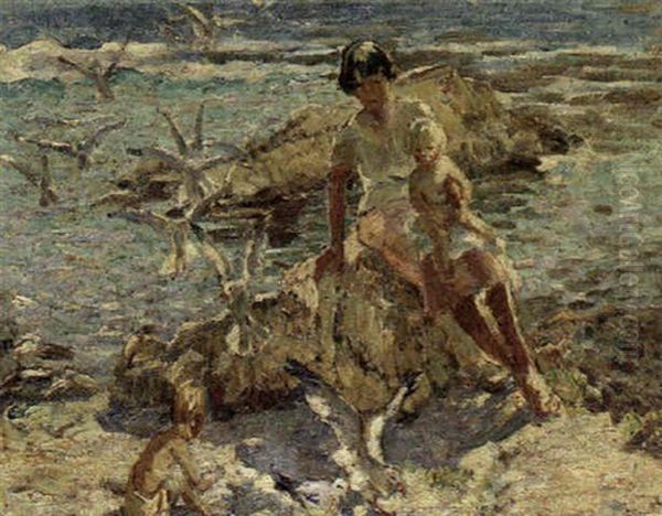 Feeding The Gulls Oil Painting by Dorothea Sharp