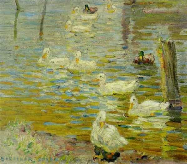 Ducks Oil Painting by Dorothea Sharp